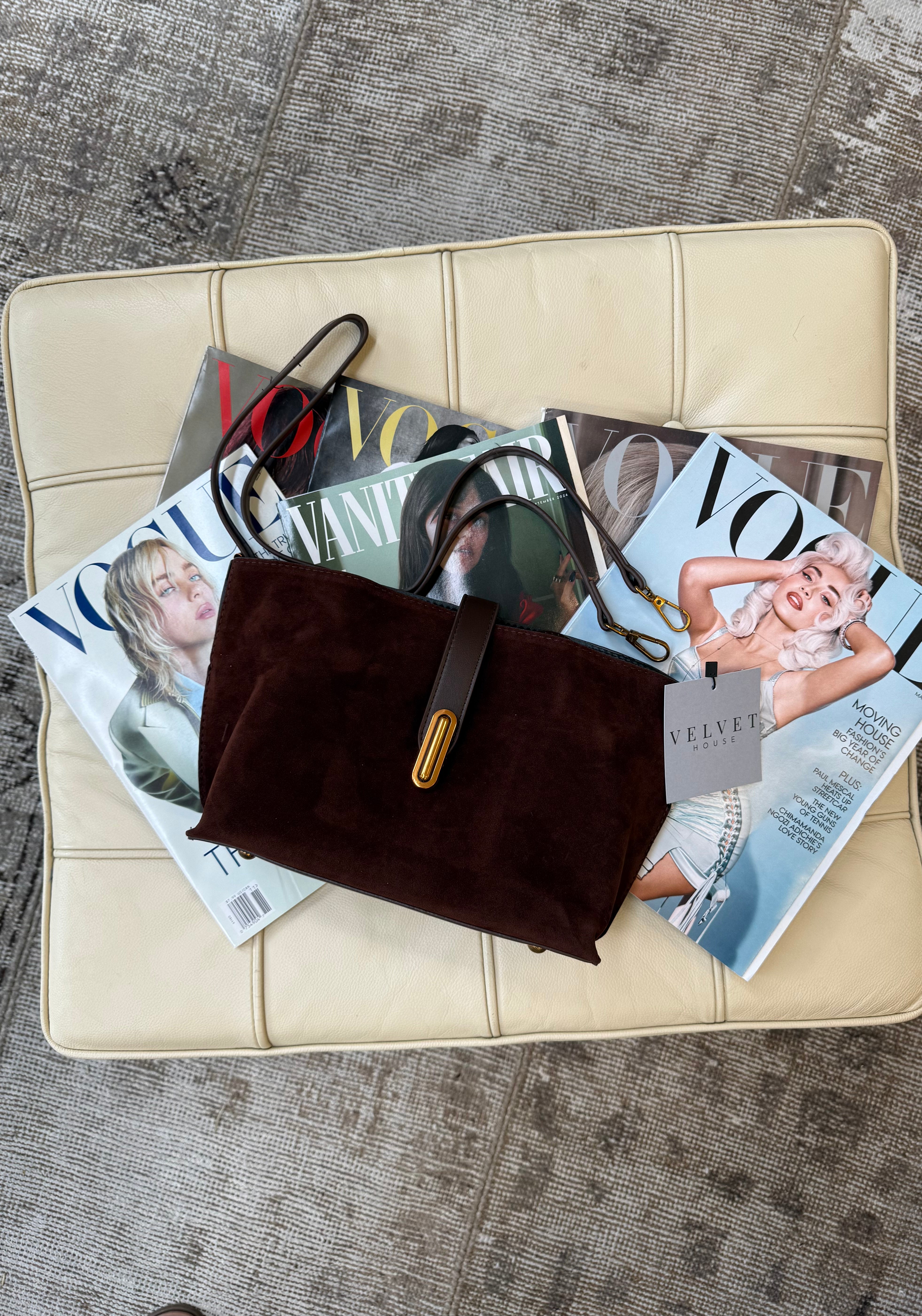 Maxine Faux Suede Tote Bag – Velvet House