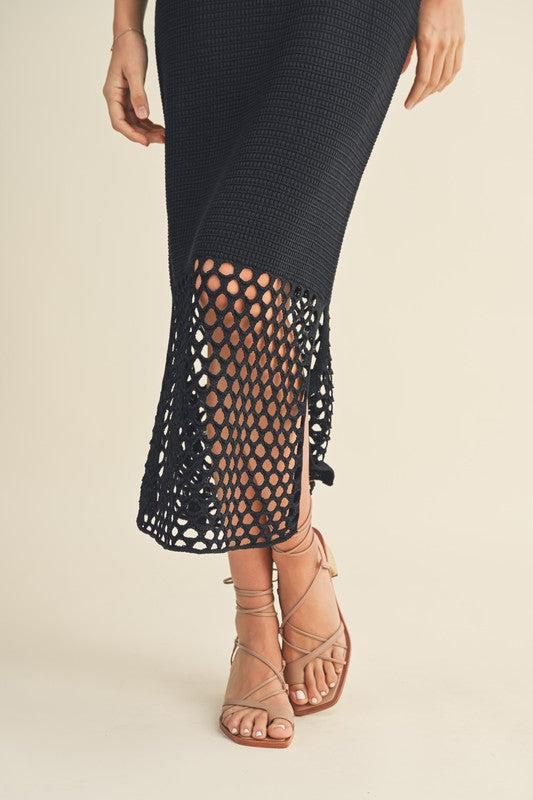 Net Pattern On Bottom Knitted Dress
