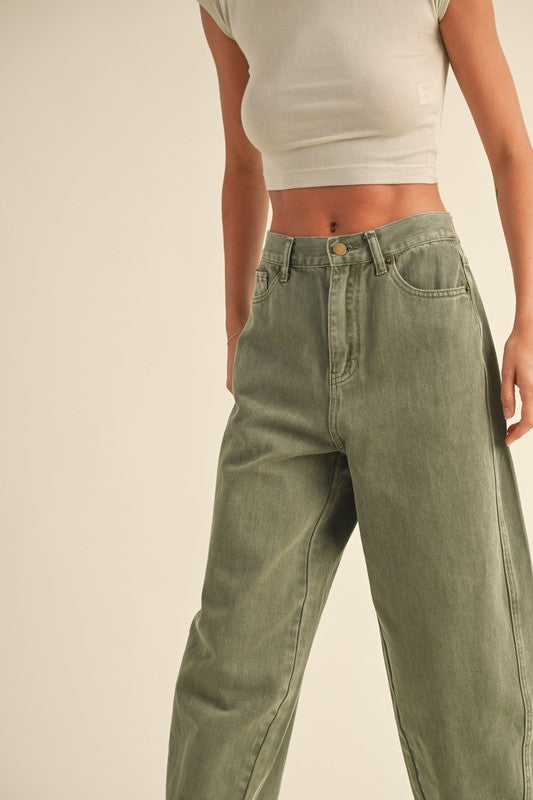 Matcha Washed Barrel Pants
