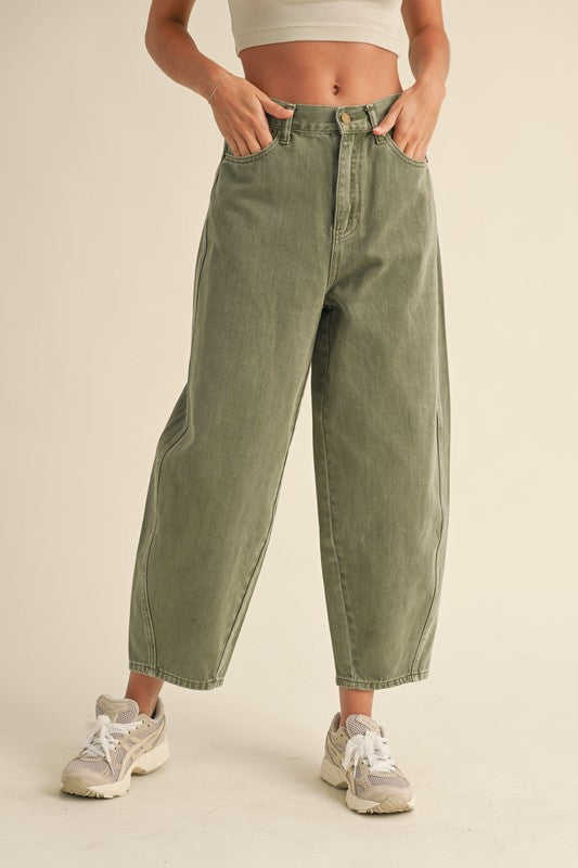 Matcha Washed Barrel Pants