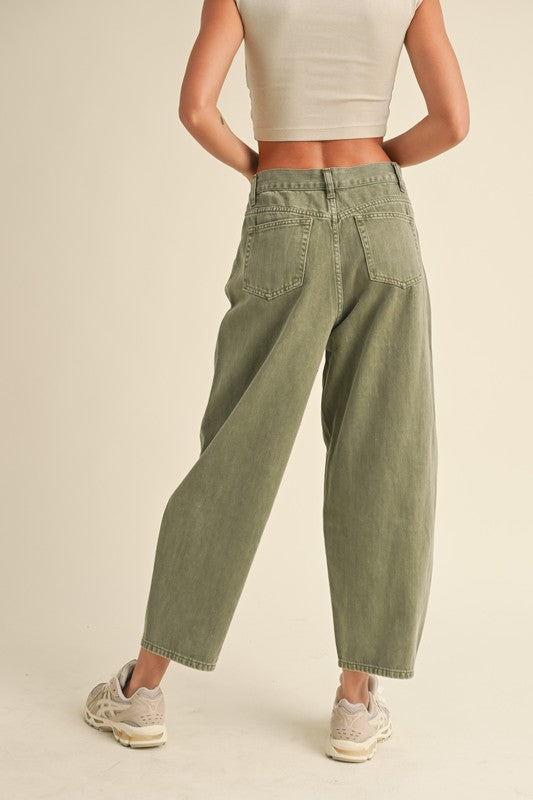 Matcha Washed Barrel Pants