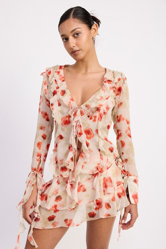 Monet Sheer Peplum Top