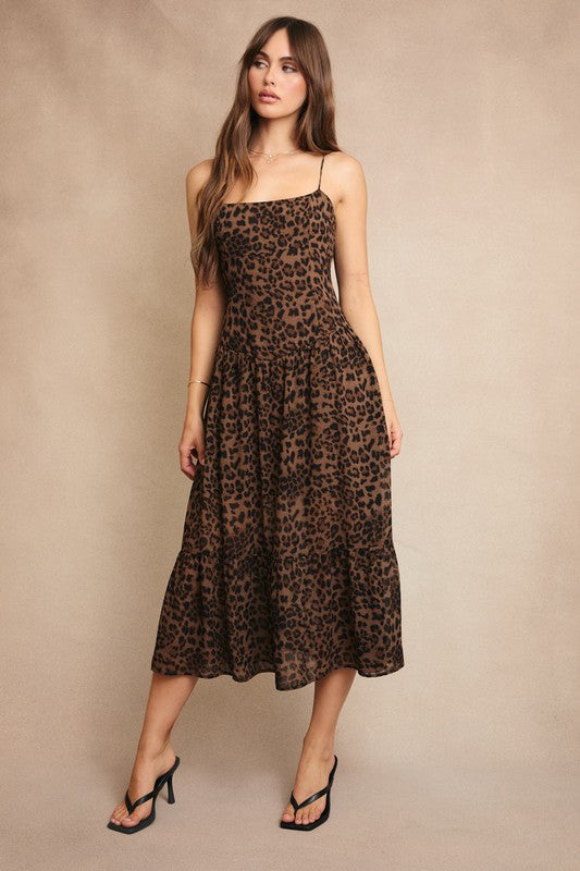 Animal Print Spaghetti Maxi Dress