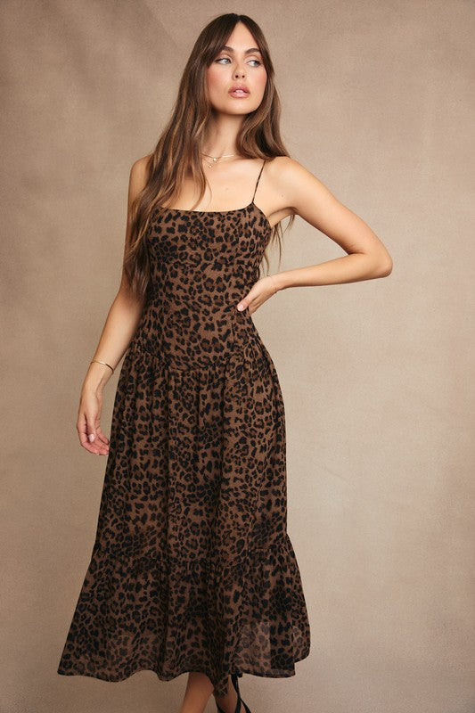 Animal Print Spaghetti Maxi Dress