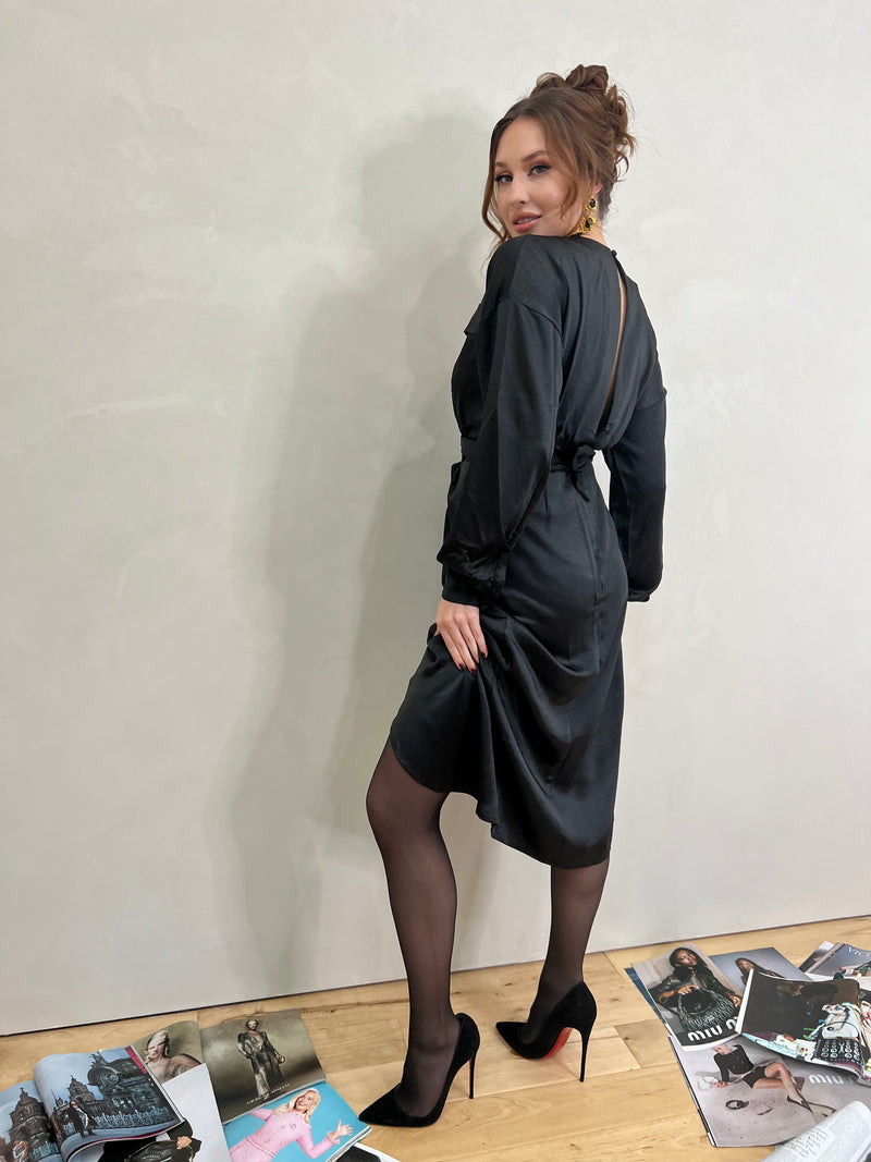 Lara Satin Midi Dress – Velvet House