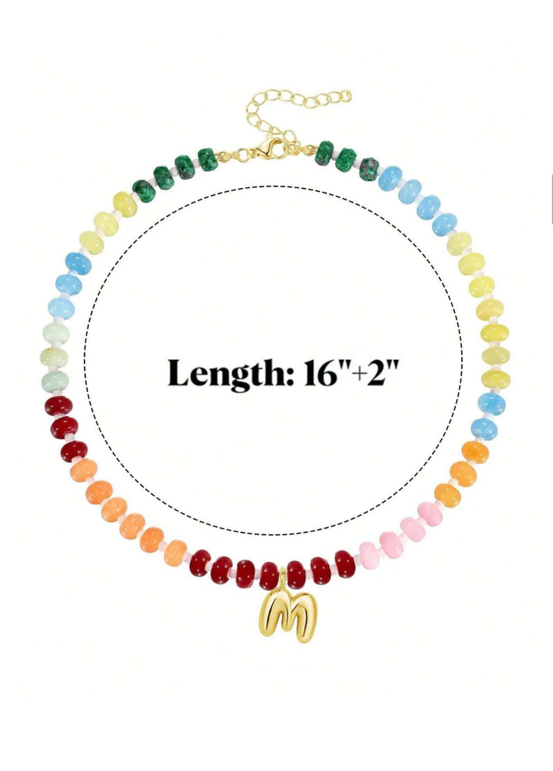 Personalized initial Beaded Necklace