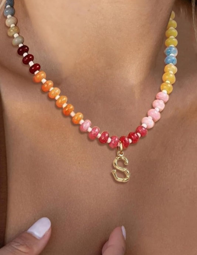 Personalized initial Beaded Necklace