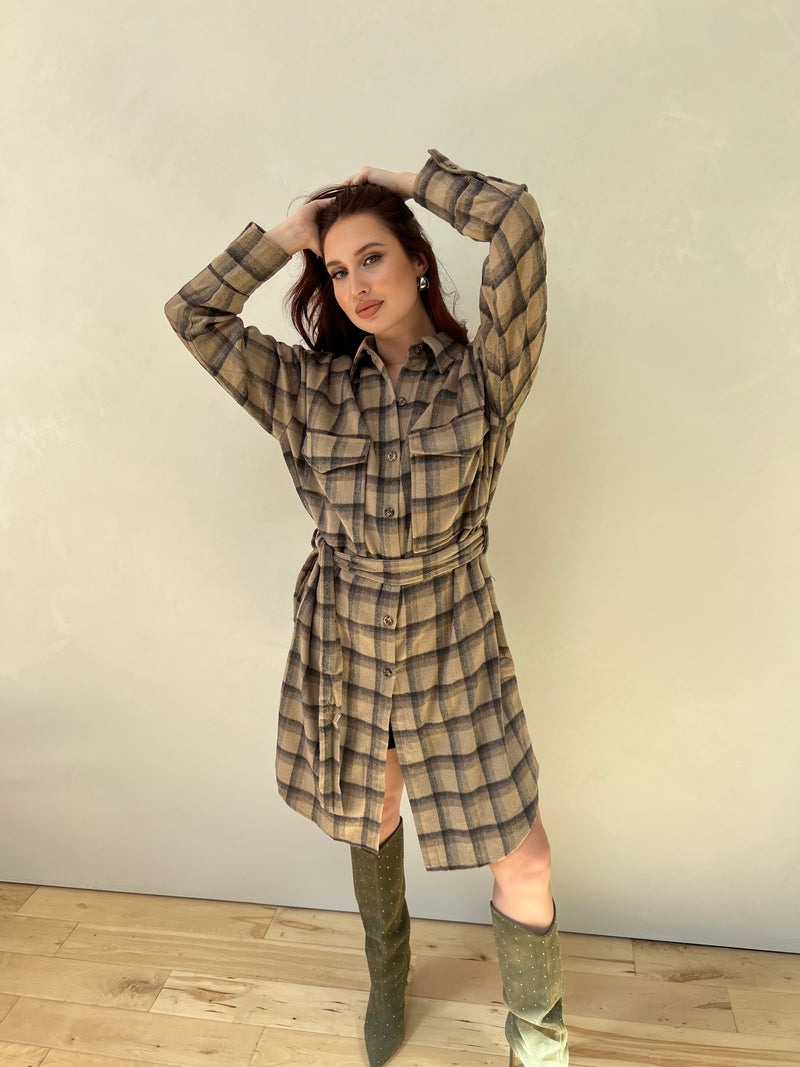 A Little Latte Brushed Plaid Coat