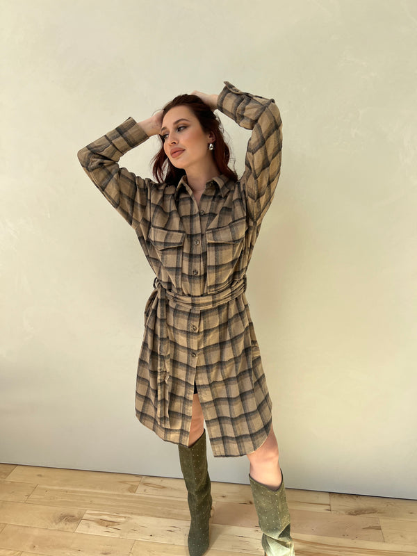 A Little Latte Brushed Plaid Coat