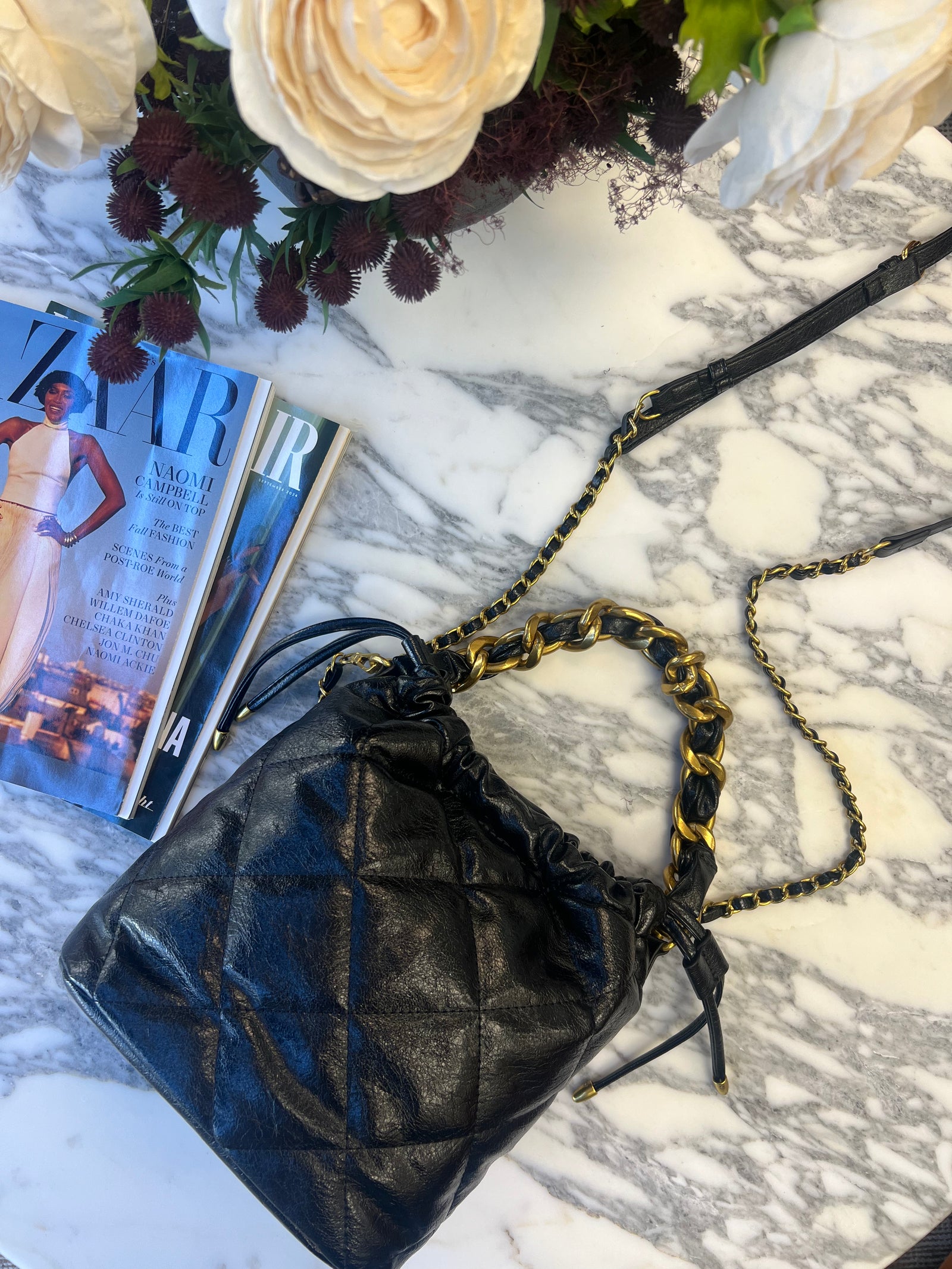 Black Quilted Nylon Crossbody Bags for Women Trendy Medium