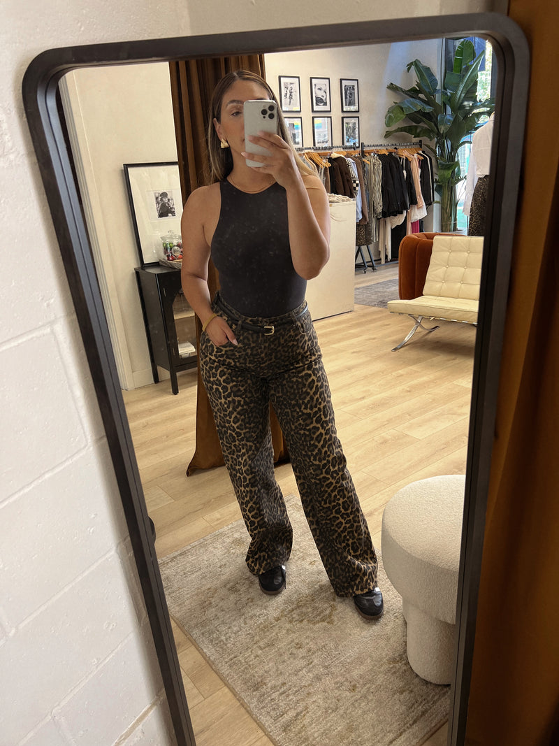 LEOPARD PRINT PANTS WITH FRONT AND BACK OMBRE