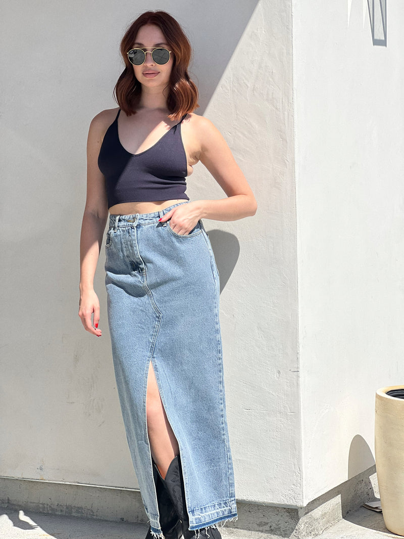 All About the Hype Denim Skirt