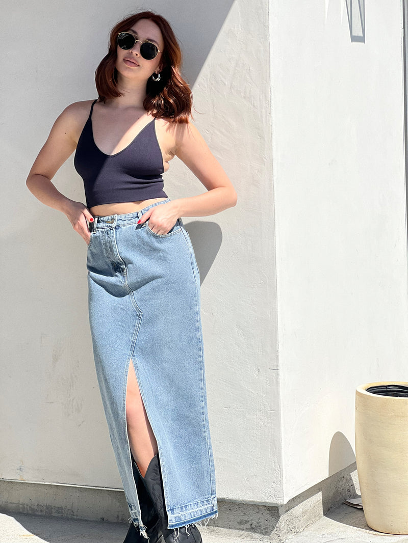 All About the Hype Denim Skirt