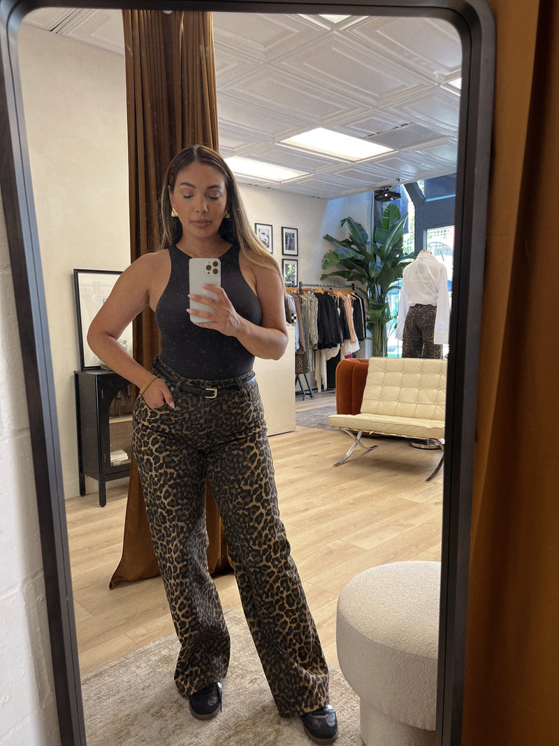 LEOPARD PRINT PANTS WITH FRONT AND BACK OMBRE