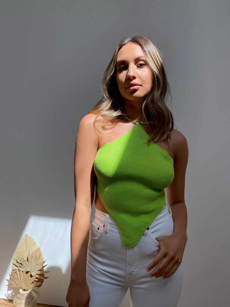 Party In the Front Lime Crochet Top